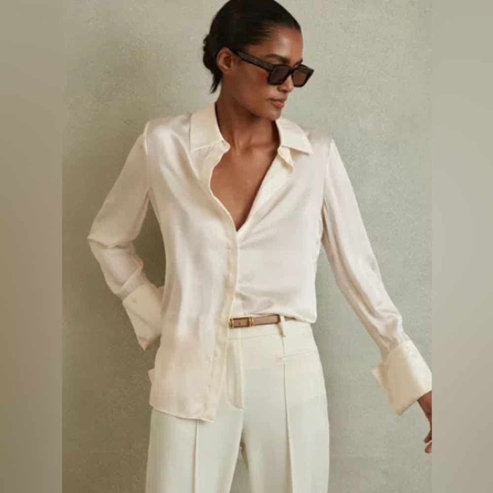 Reiss Hailey ivory silk shirt